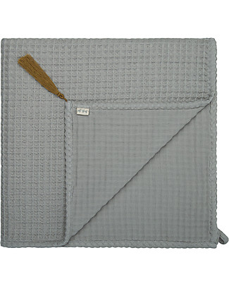 Numero 74 Asciugamano in Cotone Bio Nido d'Ape, Argento - 100x150 cm Accappatoi e Asciugamani