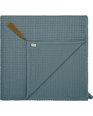 Numero 74 Asciugamano in Cotone Bio Nido d'Ape, Blu Ghiaccio - 100x150 cm Accappatoi e Asciugamani