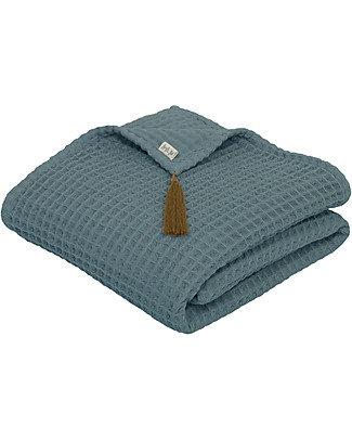 Numero 74 Asciugamano in Cotone Bio Nido d'Ape, Blu Ghiaccio - 100x150 cm Accappatoi e Asciugamani