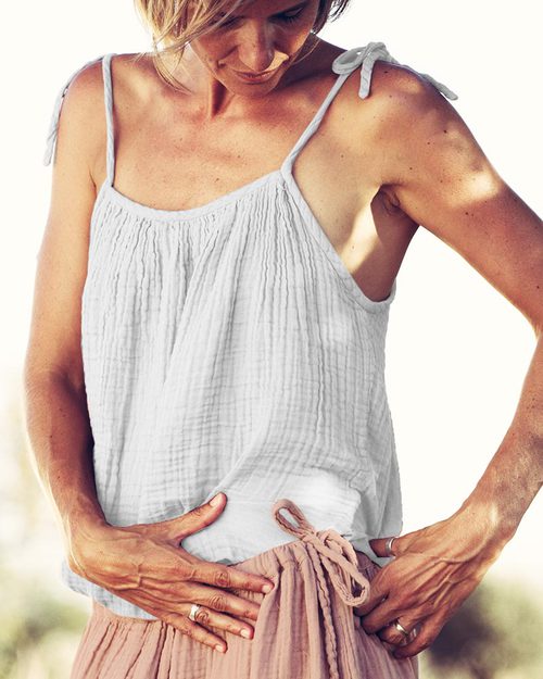 Numero 74 Ava Gonna Lunga con Coulisse - Rosa Antico - Doppia Mussola di Cotone Gonne_