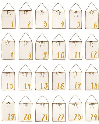Numero 74 Calendario dell'Avvento in Tessuto, Natural - 24 borsettine in cotone bio riutilizzabili! Calendari Dell'Avvento