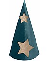 Numero 74 Cappello da Mago Merlino - Velluto - Verde Petrolio stelle oro Travestimenti