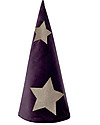 Numero 74 Cappello da Mago Merlino - Viola Scuro con Stelle Oro - Velluto - Nuova Bohemian Collection Travestimenti