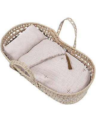 Numero 74 Cesta per Bambole + Set Biancheria Cipria - Tutto Fatto a Mano! Accessori Bambole