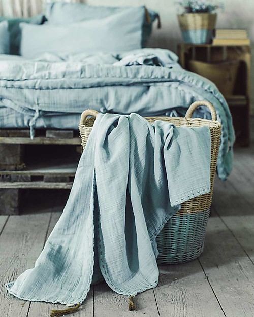 Numero 74 Cesta Porta Oggetti in Rattan, Celeste - Large Contenitori Portaoggetti