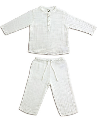 Numero 74 Completo Casacca e Pantaloni Dan, Bianco - 100% cotone (1/4 anni) Completi