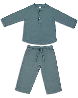 Numero 74 Completo Casacca e Pantaloni Dan, Blu Ghiaccio - 100% cotone (1/4 anni) Completi