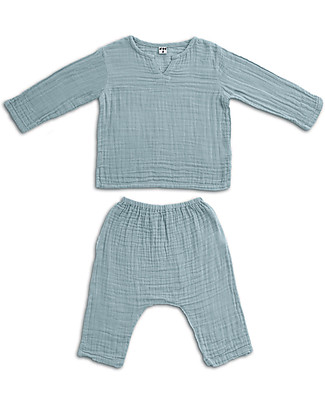 Numero 74 Completo Casacca e Pantaloni Zac, Celeste - 100% cotone bio Cerimonia