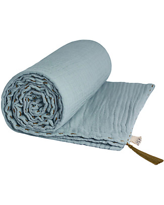 Numero 74 Coperta Estiva 110 x 160 - Celeste - 100% Mussola di Cotone Swaddle di Mussola