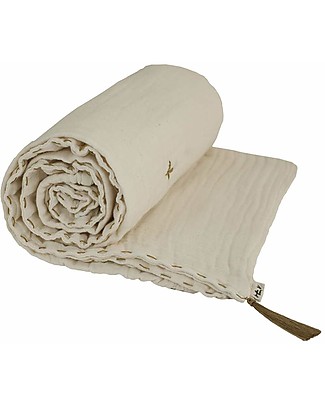 Numero 74 Coperta Estiva 110 x 160 cm - Natural - 100% Mussola di Cotone Swaddle di Mussola