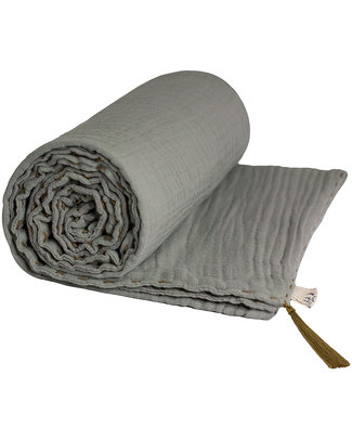 Numero 74 Coperta Estiva 80 x 110 - Argento - 100% Mussola di Cotone / Doppio Saloo Coperte
