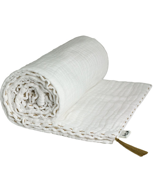 Numero 74 Coperta Estiva 80 x 110 Bianca - 100% Mussola di Cotone Swaddle di Mussola