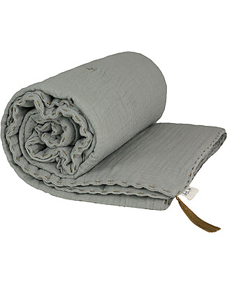 Numero 74 Coperta Invernale, Argento - 110 x 160 cm - Doppia Mussola di Cotone Set Copripiumino