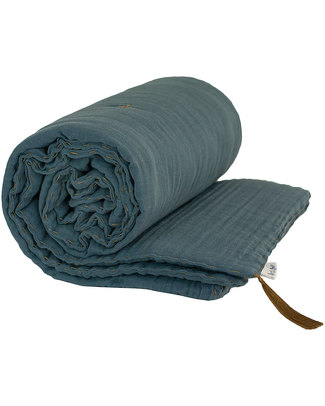 Numero 74 Coperta Invernale Blu Ghiaccio 110 x 160 - Doppia Mussola di Cotone Set Copripiumino