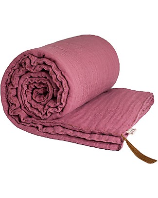 Numero 74 Coperta Invernale - Rosa Baobab 140 x 190 cm - Doppia mussola di cotone bio Coperte