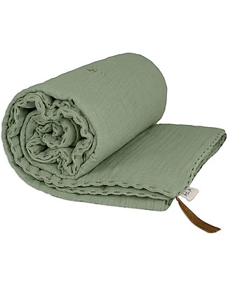 Numero 74 Coperta Invernale - Verde Salvia 110x160 cm - Doppia mussola di cotone bio Swaddle di Mussola