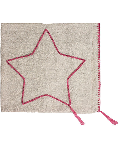 Numero 74 Coperta Stella Ricamata 110 x 80- Ricamo Rosa - 100% Cotone Swaddle di Mussola