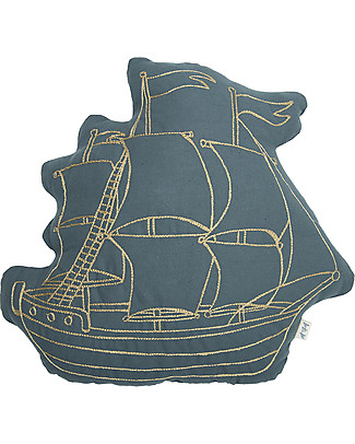 Numero 74 Cuscino Nave, Blu Ghiaccio e Oro Cuscini Arredo