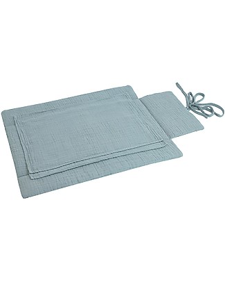 Numero 74 Fasciatoio Portatile - Celeste - 100% Mussola di Cotone Fasciatoi da Viaggio
