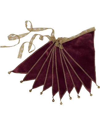 Numero 74 Festone Bandierine Velluto Rosso - 2,5 Metri - Nuova Bohemian Collection Festoni
