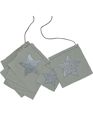 Numero 74 Festone Decorativo con Stelline Glitter, Argento - 2,5 metri Festoni