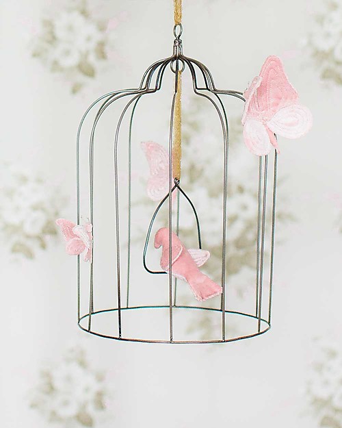 Numero 74 Gabbietta Decorativa Bohemian in Metallo - Grande - Rosa Antico - Edizione Limitata Decorazioni da Parete