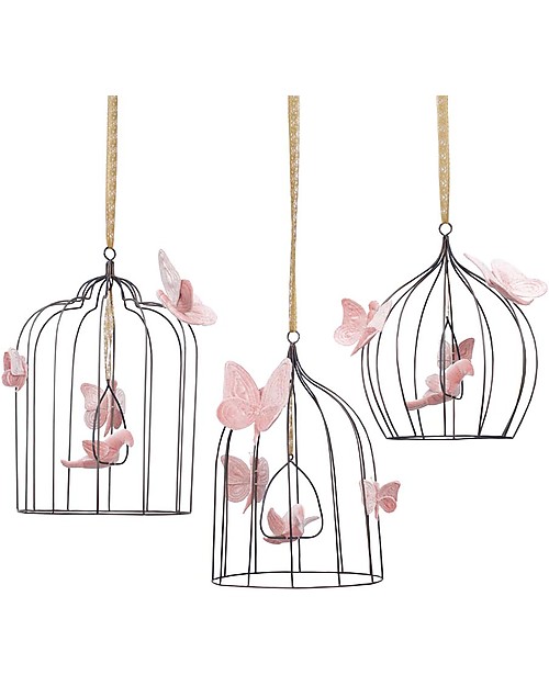Numero 74 Gabbietta Decorativa Bohemian in Metallo - Media - Rosa Antico - Edizione Limitata Decorazioni da Parete