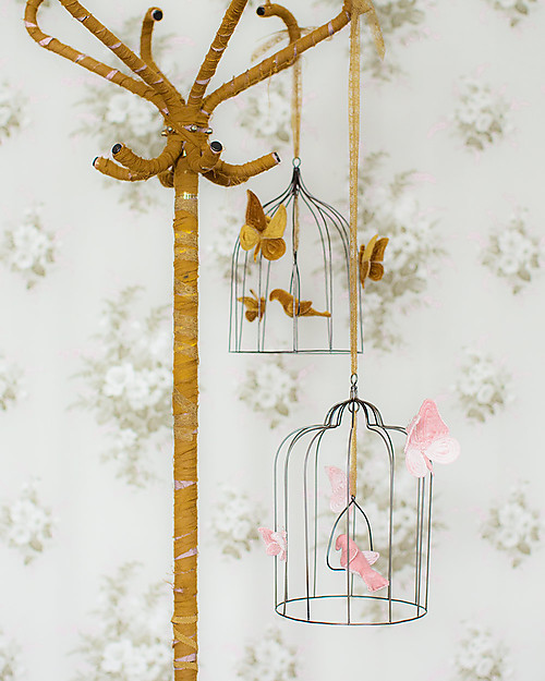Numero 74 Gabbietta Decorativa Bohemian in Metallo - Media - Rosa Antico - Edizione Limitata Decorazioni da Parete