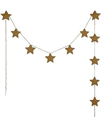Numero 74 Ghirlanda con Stelline in Stoffa - Oro - 100% cotone bio Festoni