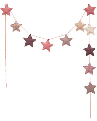 Numero 74 Ghirlanda con Stelline in Stoffa Rosa - 2 m Festoni