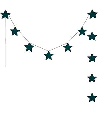 Numero 74 Ghirlanda con Stelline in Stoffa - Teal Blue - 2.5m - 100% Cotone bio Decorazioni da Parete
