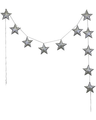 Numero 74 Ghirlanda con Stelline Iridescenti, Argento - 2,5 m Festoni