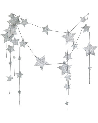Numero 74 Ghirlanda Stelle Cadenti - Brillantini Argento - Lunghezza 2 mt Festoni