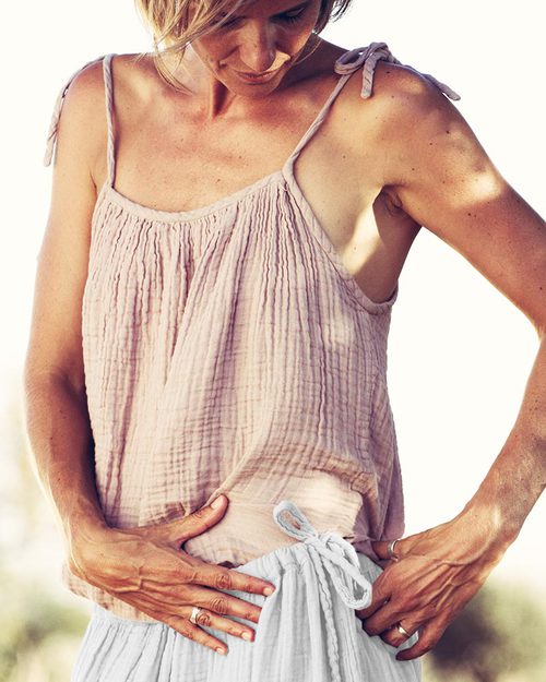 Numero 74 Gonna Lunga Donna Ava, Bianco - Doppia Mussola di Cotone Gonne_