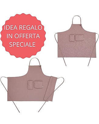 Numero 74 Grembiule Adulti + Grembiule Bimbi - Rosa Antico Accessori Cucina