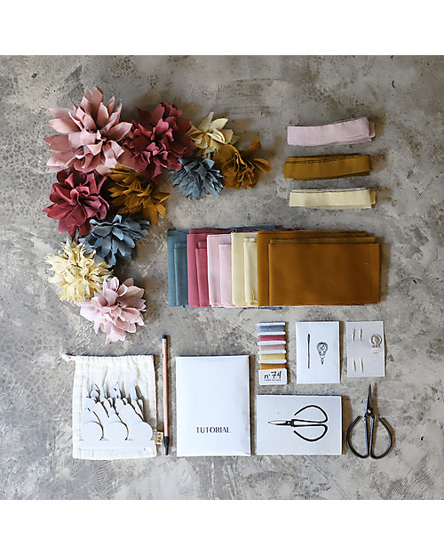 Numero 74 Kit Fiori in Tessuto, Mix Autunno - Comprende tutto il necessario! Kit Fai Da Te