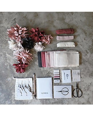 Numero 74 Kit Fiori in Tessuto, Mix Rosa Selvaggia - Comprende tutto il necessario! Kit Fai Da Te
