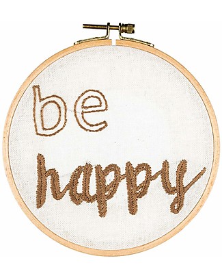 Numero 74 Kit Ricamo con Telaio ad Anello Be Happy - 16 cm Kit Fai Da Te
