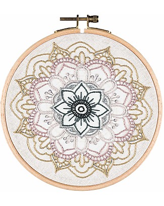 Numero 74 Kit Ricamo con Telaio ad Anello Mandala, Nature - 16 cm Kit Fai Da Te