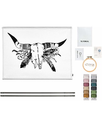 Numero 74 Kit Ricamo Crazy Animal, Bufalo - 55x40 cm Kit Fai Da Te