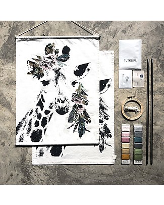 Numero 74 Kit Ricamo Crazy Animal, Giraffa - 40x60 cm Kit Fai Da Te