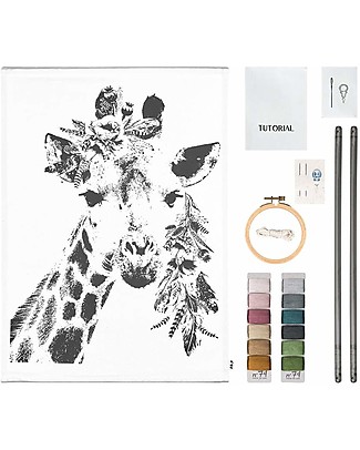 Numero 74 Kit Ricamo Crazy Animal, Giraffa - 40x60 cm Kit Fai Da Te