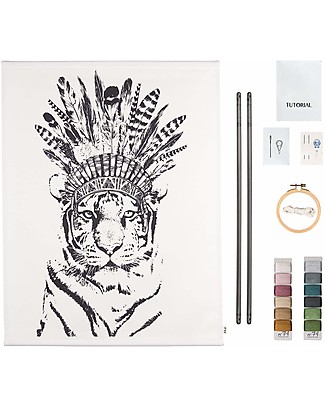 Numero 74 Kit Ricamo Crazy Animal, Tigre - 50x70 cm Kit Fai Da Te