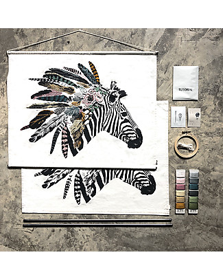 Numero 74 Kit Ricamo Crazy Animal, Zebra - 70x55 cm Kit Fai Da Te