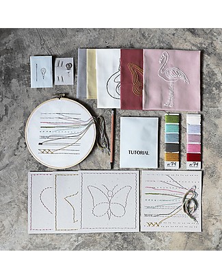 Numero 74 Kit Ricamo per Bambini, Cielo - Tutto il necessario per imparare a ricamare! Kit Fai Da Te