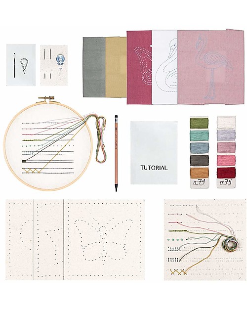 Numero 74 Kit Ricamo per Bambini, Cielo - Tutto il necessario per imparare a ricamare! Kit Fai Da Te