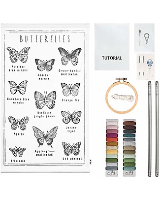 Numero 74 Kit Ricamo School Poster - Farfalle - 30X50 cm Kit Fai Da Te