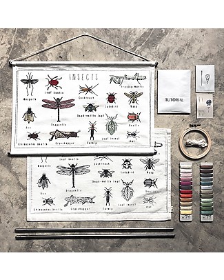 Numero 74 Kit Ricamo School Poster - Insetti - 50x30 cm Kit Fai Da Te