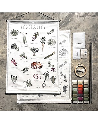 Numero 74 Kit Ricamo School Poster - Verdure - 50x70 cm Kit Fai Da Te