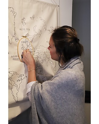 Numero 74 Kit Ricamo World Map - 110x80 cm Kit Fai Da Te